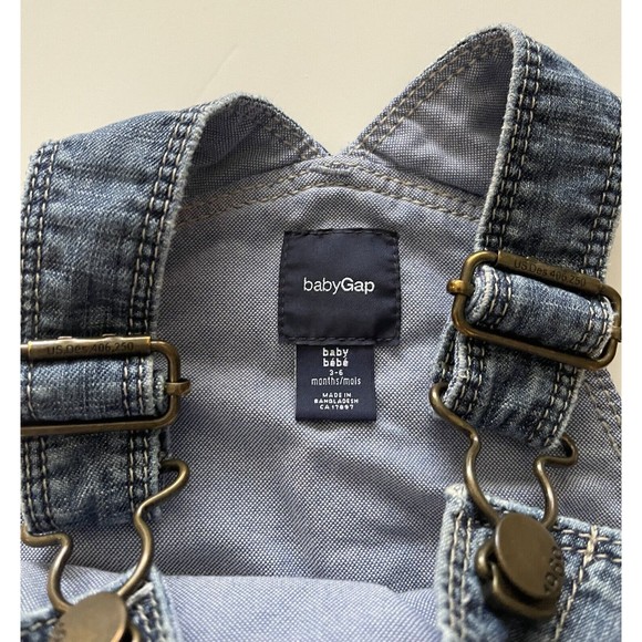 Baby Gap Overall Denim Dress Girls 3-6 mos Ruffled Jean Blue - Picture 3 of 5